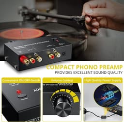 Nördic M/M Phono Voorversterker - RCA & 3,5mm uitgangen - Platenspeler naar speakers of hoofdtelefoon - Met versterker - Audiophile Preamplifier — thumbnail 5