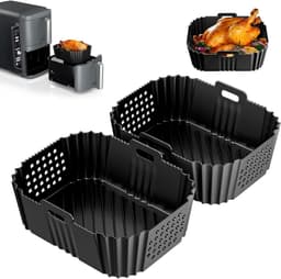 Airfryer Siliconen Inzet - Geschikt voor Grote Airfryers - Hittebestendig - 9.5L - 2 Stuks - Herbruikbaar — thumbnail 1