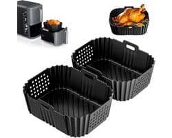 Airfryer Siliconen Inzet - Geschikt voor Grote Airfryers - Hittebestendig - 9.5L - 2 Stuks - Herbruikbaar