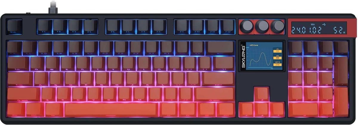 Skyloong GK104 Pro - Mechanisch Gaming Toetsenbord - RGB - Met LCD Scherm - Volcano Red — afbeelding 1
