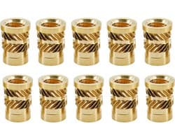 M4xL8xBoorgat5.5mm Messing Insert Persmoeren - Inzetstukken met Schroefdraad en Persflens 10 stuks