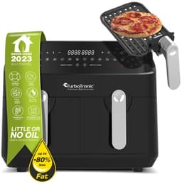 Turbotronic DAF5 Dubbele Airfryer XXL DualChef - 9L - Heteluchtfriteuse - Dubbele Mand - 2 x 4.5L - 50ºC tot 200ºC - 12 Kookprogramma's - Zwart — thumbnail 8
