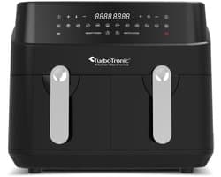 Turbotronic DAF5 Dubbele Airfryer XXL DualChef - 9L - Heteluchtfriteuse - Dubbele Mand - 2 x 4.5L - 50ºC tot 200ºC - 12 Kookprogramma's - Zwart