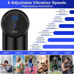 Mini Massagepistool - Ultra Stil - 6 Snelheden en 4 Massagekoppen - Draagbare Spierverlichter met LCD Scherm — thumbnail 3