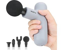 Mini Massagepistool voor Pijnverlichting - Draagbaar, Diep Weefsel, Percussie, 4 Massagekoppen, 4 Snelheden, Oplaadbaar