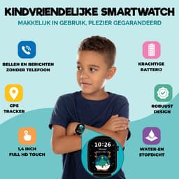 Royal Supplies Pixiepulse - Smartwatch- Smartwatch kinderen- 2026 Model- HD -GPS Tracker- Camera - SOS-alarm - Waterdicht - iOS en Android - GPS Horloge Kind- Videobellen - Screenprotector- Zwart — thumbnail 2