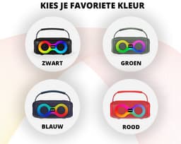 OKOP Bluetooth speaker - Draadloze muziek box - Draagbaar - Verlichting - 2x5W - Verschillende kleuren - RGB LED - Rood — thumbnail 3