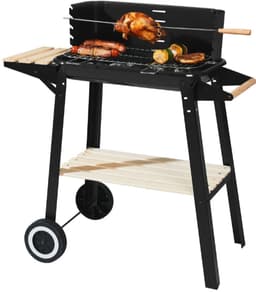 GRILLMEISTER Houtskool Barbecue - Met afneembaar spit - Grillwagen op wielen - in hoogte verstelbaar - Eenvoudige montage — thumbnail 2