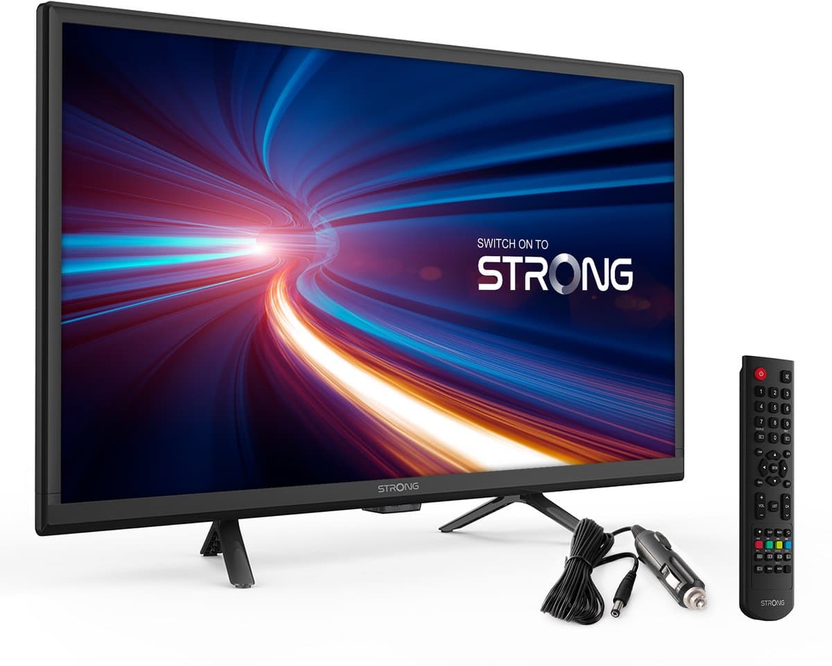 STRONG - HDTV 24” (60 cm) SRT24HE4023 - TV 12V Caravan, camper, boot - Geïntegreerde drievoudige tuner - 2 HDMI-poorten (1 ARC) + 1 USB-poort + Mini-AV + Antenne/Sat-aansluiting - Zwart — afbeelding 1