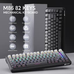 ATTACK SHARK M86PRO - Draadloze Mechanisch Gaming Toetsenbord - RGB Light Strip - Side Printed PBT Keycaps - Gasket Mod - Wired/2.4G/Bluetooth Tri-Mode - 83keys - Moonlit Night — thumbnail 2