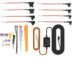 Dash Cam Hardwire Kit 12V-28V to 5V USB Adapter Overheat Protection - Car Dash Camera Hard Wire Kit for Mirror Cam GPS Navigator Radar Detector - 3.2m Voltage Reduction Cable (TYPE C) - Content in .