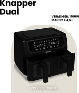 Zeegma Knapper Dual - Airfryer - 9L - 1700 W - 12 frituurprogramma's - Vetvrij Koken - Tefloncoating — thumbnail 16