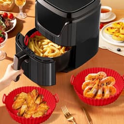 2 Stuks - Rood - Air Fryer Siliconen Bakje - Airfryer Accessoires - Airfryermand - Geschikt voor Airfryer, Oven, Magnetron - Siliconen - Opvouwbaar - Gemakkelijk op te bergen — thumbnail 5