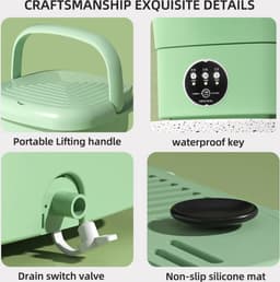 Draagbare Wasmachine - Mini Wasmachine met Centrifuge - Opvouwbare Wasmachine - 4,5 liter - Netstroom - Groen — thumbnail 3