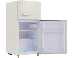 Merax Retro Mini Koelkast 72L – Koel-vriescombinatie met 21L Vriesvak – 91 cm Hoog – LED-Verlichting & Instelbare Temperatuur – Energieklasse E – Wit