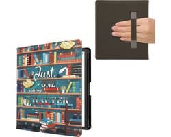 kwmobile e-reader hoesje geschikt voor Amazon Kindle Scribe (2022/2024) hoes - E reader flip case met magneetsluiting - Ereader cover - bibliotheek design in meerkleurig