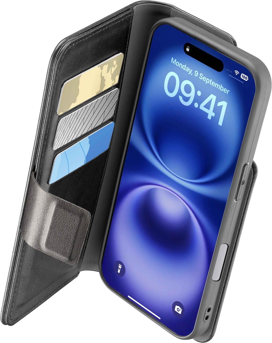 Cellularline BOOKAG2IPH16MAXK mobiele telefoon behuizingen 17 cm (6.7") Folioblad Zwart — afbeelding 1