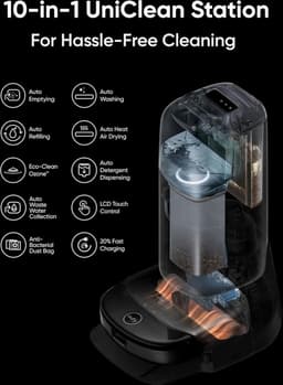 eufy S1 Pro robotstofzuiger met alles-in-één station en dweilfunctie, zelfreinigend met ALWAYS CLEAN MOP™ & Eco Clean Ozon™, 8.000Pa zuigkracht, automatische moplift, intelligente obstakeldetectie — thumbnail 4