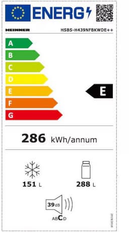 Heinner HSBS-H439NFBKWDE++ Amerikaanse Side-by-Side Koelkast met Waterdispenser – 439 L – Full No Frost – LED Touch Display – Smart Eco Functie – Zwart – 5 Jaar Garantie — thumbnail 2