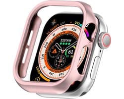 By Qubix - Hard case 42mm (open front) - Rosé goud - Geschikt voor Apple Watch 42mm (series 10) hoesje - screenprotector - Bescherming iWatch - Bescherm hoesje