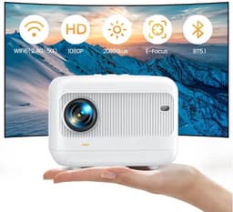 Mini Beamer - Projector - Android - Digitale projector - 5G WiFi - Bluetooth Compatibel met HDMI - Voeding - USB - 20000 Lumen - 300 ± 50% ANSI - 55W - Wit — thumbnail 1