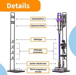 WoonWonder - Stabiele Metalen Stofzuigerstandaard voor Dyson & Dyson Handheld met ruimte voor Draadloze Stofzuigeropzetstukken en Accessoires - Dyson — thumbnail 2