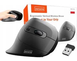 Zenwire WL-159 - Ergonomische Verticale Muis - Draadloze - voor Laptop Computer - USB - 2.4GHz - 800 / 1000 / 1200 / 1600 DPI - Plug & Play