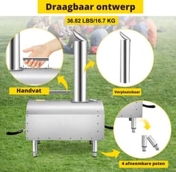 Bolt Edge Pizza Oven - Steenoven - Houtgestookt - Inclusief pizzasteen en spatel — thumbnail 3
