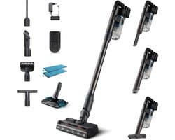 Philips Steelstofzuiger met Dweilfunctie XC8055/01 Aqua Plus - Draadloos en Zonder Zak - Zuigmond met LED Verlichting - Kruimeldief - Batterijduur tot 80 min - Lichtgewicht - Blauw