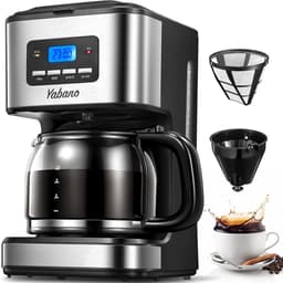 Yabano Digitaal filterkoffiezetapparaat met timer, permanent filter, touchscreen, 900 W, 1,5 L, roestvrij staal — thumbnail 1