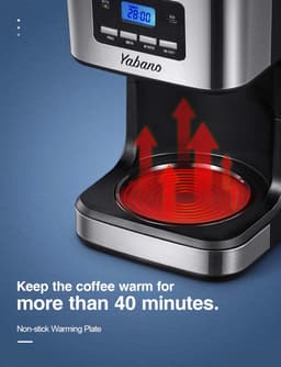 Yabano Digitaal filterkoffiezetapparaat met timer, permanent filter, touchscreen, 900 W, 1,5 L, roestvrij staal — thumbnail 4