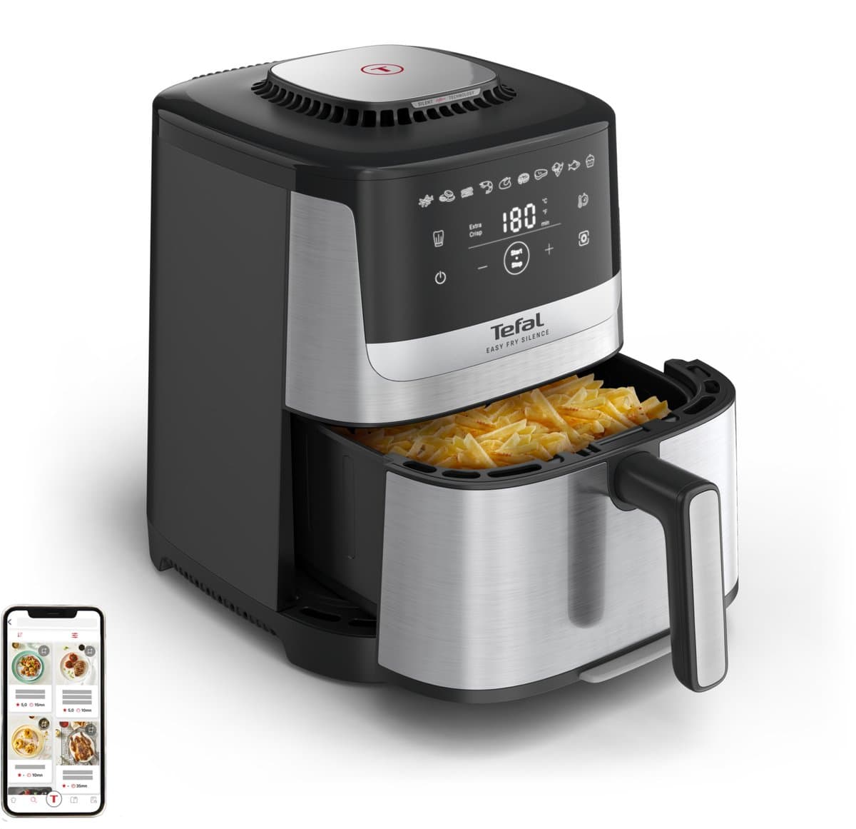 Tefal Easy Fry Silence Deluxe EY552D - Stille Airfryer - 5L - XL Formaat - Stil - Voor 6 Personen — afbeelding 1