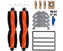 PolkaHome® 22-delige vervangingsset geschikt voor Dreame D10 Plus, D10s Plus, Z10 Pro, L10 Plus – 1 hoofdborstel, 7 zijborstels, 4 HEPA-filters, 4 schoonmaakdoeken, 4 stofzakken, 1 schoonmaakhulpmiddel – robotstofzuiger accessoires & onderdelen