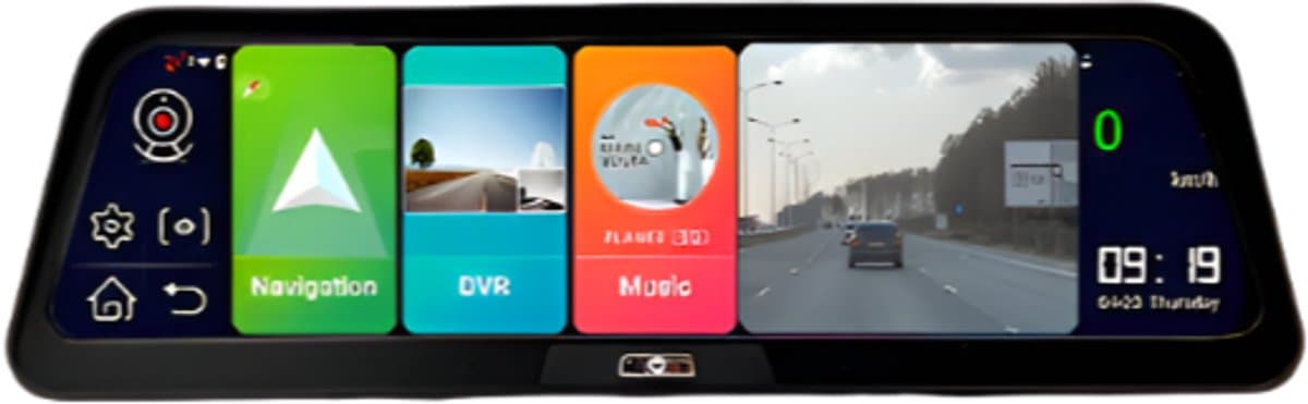 Dashcam voor Auto - 10" 4G ADAS Dashcam - GPS Navigatie & Dual Lens Achteruitrijcamera - 6m Achtercamera - Geen Geheugenkaart - Zwart — afbeelding 1