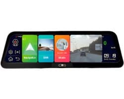 Dashcam voor Auto - 10" 4G ADAS Dashcam - GPS Navigatie & Dual Lens Achteruitrijcamera - 6m Achtercamera - Geen Geheugenkaart - Zwart