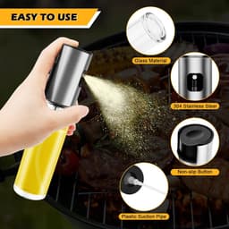 Waledano® Luxe RVS Olijfolie Sprayer 100ml – Navulbare Glazen Olie Fles | Verstuiver voor BBQ, Grill, Airfryer, Salades & Gezond Koken | Drukverneveling voor Perfecte Dosering — thumbnail 8