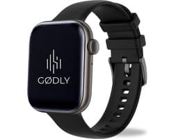 GØDLY® 45 Premium Smartwatch - voor Heren & Dames - Stappenteller - Kcal Teller - Slaapmeter & Hartslagmeter - Geschikt voor iOS & Android - Zwart