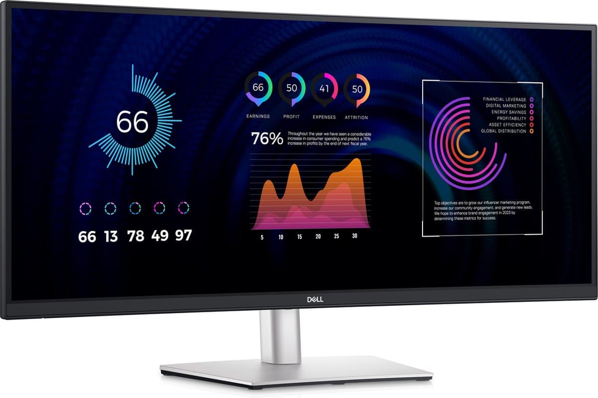 Dell P3424WE - Curved QHD Ultrawide Monitor - USB-C 90w - RJ45 - Verstelbaar - 34 inch — afbeelding 1