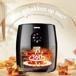 5,5 liter Heteluchtfriteuse zonder Olie met Touchscreen - Timer en Temperatuurregeling Airfryer - 6 Programma's - 1500 W - Geschikt voor 3-5 Personen — thumbnail 5
