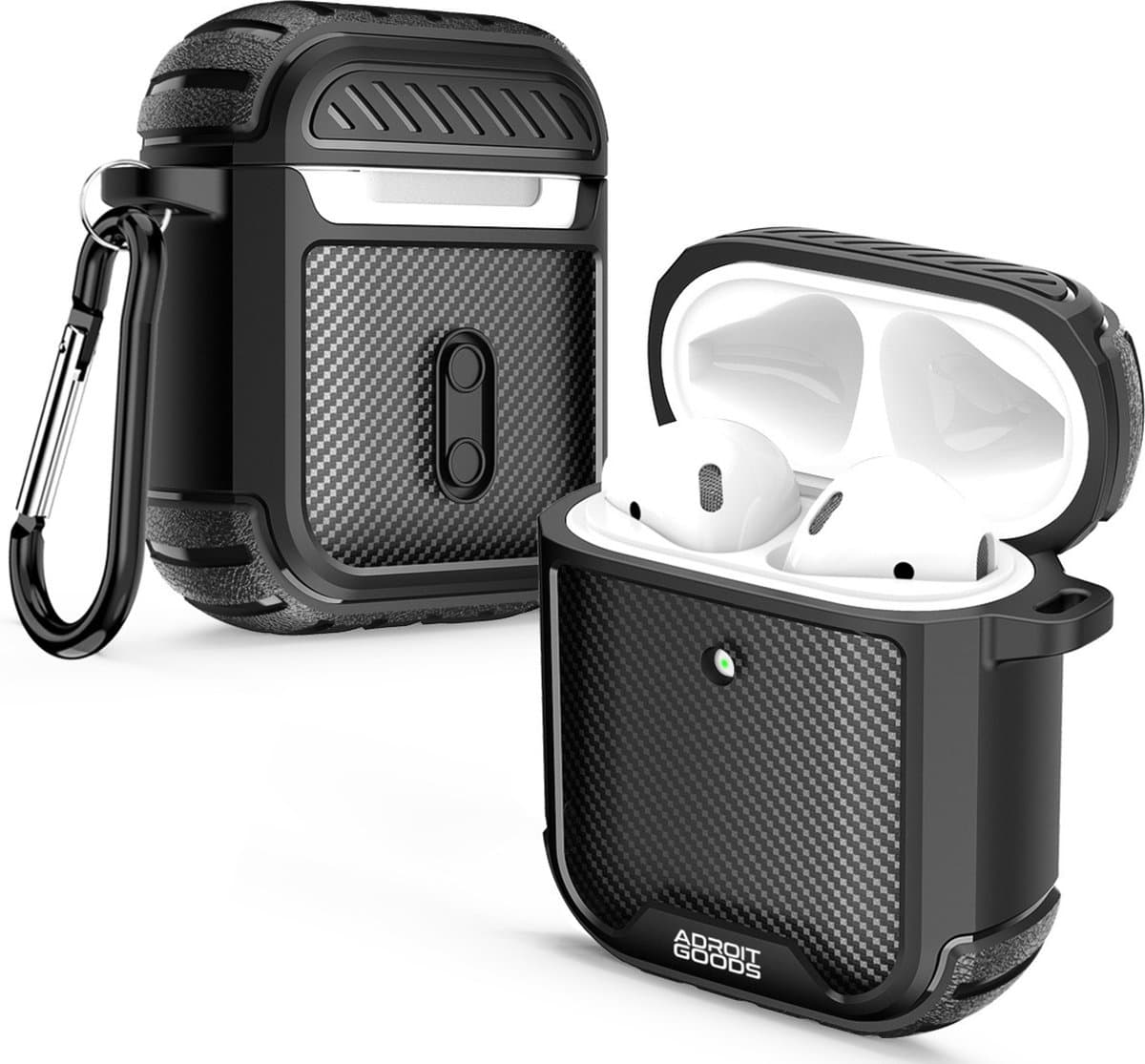 AdroitGoods Military Armor Case Geschikt Voor Apple AirPods 1+2 - Cover - Hoesje - Bescherming - Zwart — afbeelding 1