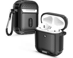 AdroitGoods Military Armor Case Geschikt Voor Apple AirPods 1+2 - Cover - Hoesje - Bescherming - Zwart