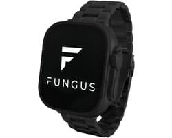 Fungus - Smartwatch bandje - Geschikt voor Apple Watch 42 / 42 / 45 / 49 mm - Series 1 2 3 4 5 6 7 8 9 SE Ultra iWatch - Metaal - Chique double - Zwart