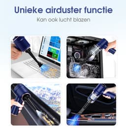 Kruimeldief - Mini kruimeldief - Kruimelzuiger - Handstofzuiger - Nat en droog vuil - Incl. 5 opzetstukken - Air duster - Autostofzuiger - Draadloze stofzuiger - 8000PA - Hepa filter – Blauw — thumbnail 7
