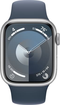 Apple Watch Series 9 - 41 mm - Silver Aluminium Case with Storm Blue Sport Band - M/L — thumbnail 1