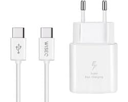 WiseQ Oplader voor Samsung 25W - USB C Snellader met 1.2 meter kabel - Wit