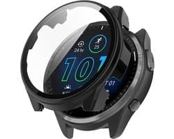 Strap-it beschermhoesje met glasplaat geschikt voor Garmin Forerunner 965 (zwart) – stevige case met geïntegreerde screen protector – schokbestendige bescherming voor je smartwatch