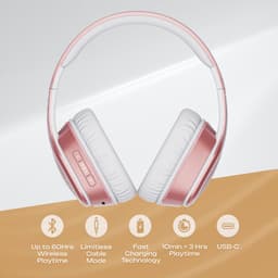 PowerLocus P7 - Draadloze Over-Ear Koptelefoon Inklapbaar - Bluetooth Hoofdtelefoon - Met microfoon – Headphone – Incl. Carry Case - Rose Gold — thumbnail 2