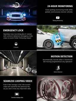 TechU™ Dashcam 4K MO4 Pro Dual Camera – Dashboardcamera – Wifi – GPS Tracker – Nachtvisie – Loop Recording – Bewegingssensor – G-sensor – Parkeer Monitor – Voor én Achter Autocamera - voor auto — thumbnail 5