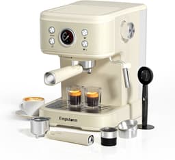 Empstorm Semi‑automatische espressomachine - 20Bar Druk - PID Temperatuurregeling Geschikt voor gemalen koffie & capsules - 1,5L Watertank -wit — thumbnail 1