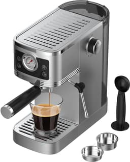 AIMASON CM1660 Halfautomatische Espressomachine - 1350W Semi-Automatische Espresso Koffiemachine - 20 Bar Ulka-pomp – Melkopschuimer – 1,3 L Watertank – RVS — thumbnail 1